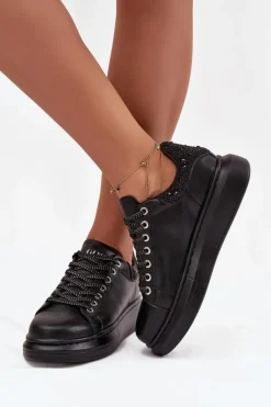 Damskie GOE Sneakersy Damskie Z Naturalnej Skóry OO2N4004 Czarne