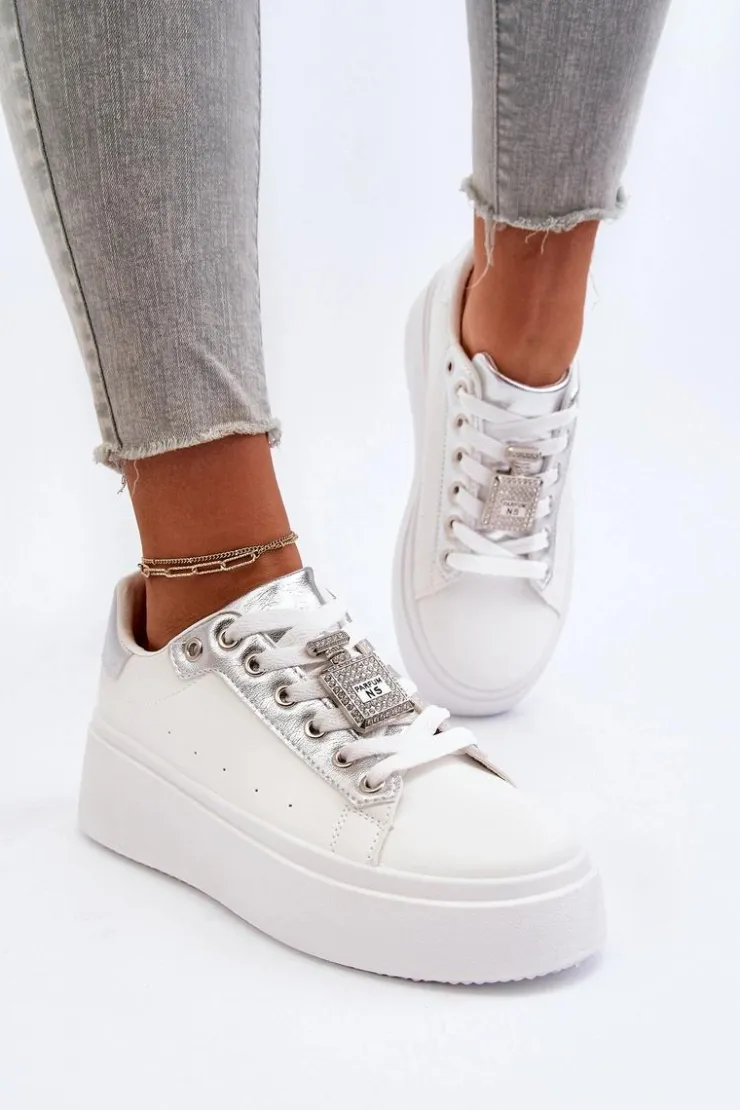 Online Boto Sneakersy Damskie Z Ozdobą Białe Celedria Biały