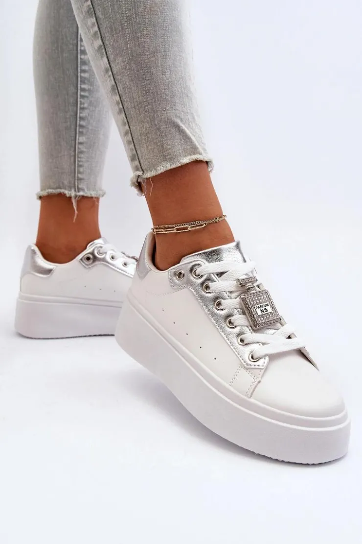 Online Boto Sneakersy Damskie Z Ozdobą Białe Celedria Biały