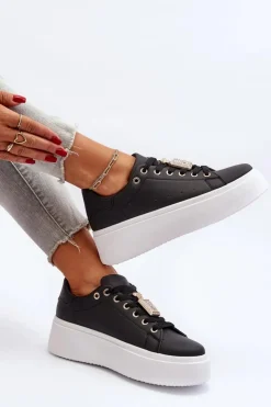 Boto Buty Sportowe Na Platformie|Sneakersy Damskie*Sneakersy Damskie Z Ozdobą Czarne Celedria