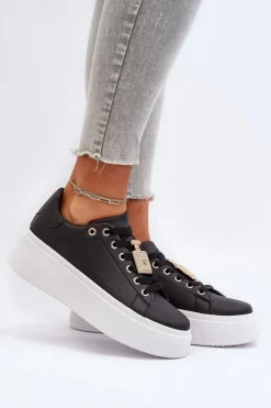 Boto Buty Sportowe Na Platformie|Sneakersy Damskie*Sneakersy Damskie Z Ozdobą Czarne Celedria