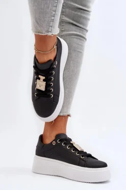 Boto Buty Sportowe Na Platformie|Sneakersy Damskie*Sneakersy Damskie Z Ozdobą Czarne Celedria