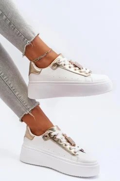 New Boto Sneakersy Damskie Z Ozdobą Białe Celedria