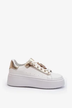 New Boto Sneakersy Damskie Z Ozdobą Białe Celedria