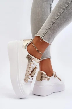 New Boto Sneakersy Damskie Z Ozdobą Białe Celedria