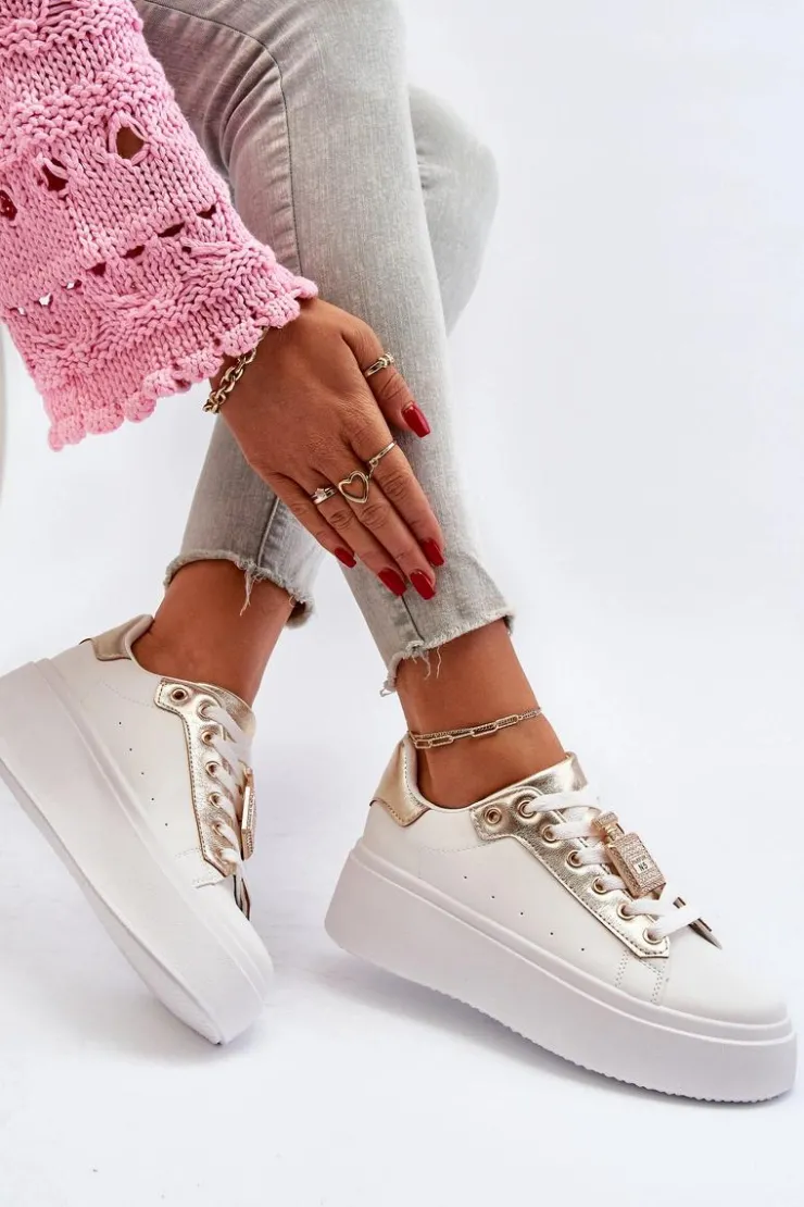 New Boto Sneakersy Damskie Z Ozdobą Białe Celedria