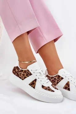 Boto Buty Sportowe Na Platformie|Sneakersy Damskie*Sneakersy Damskie Z Panterką Na Platformie Białe Nativira Biały