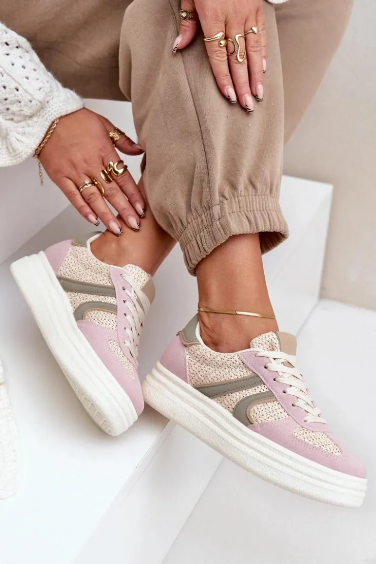 Damskie Boto Sneakersy Damskie Z Plecionką Na Platformie Multikolor Lesida