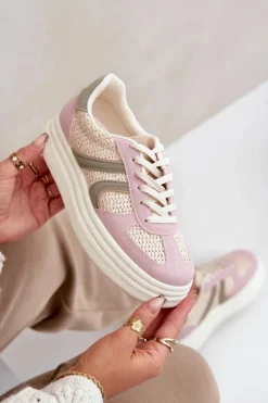 Damskie Boto Sneakersy Damskie Z Plecionką Na Platformie Multikolor Lesida