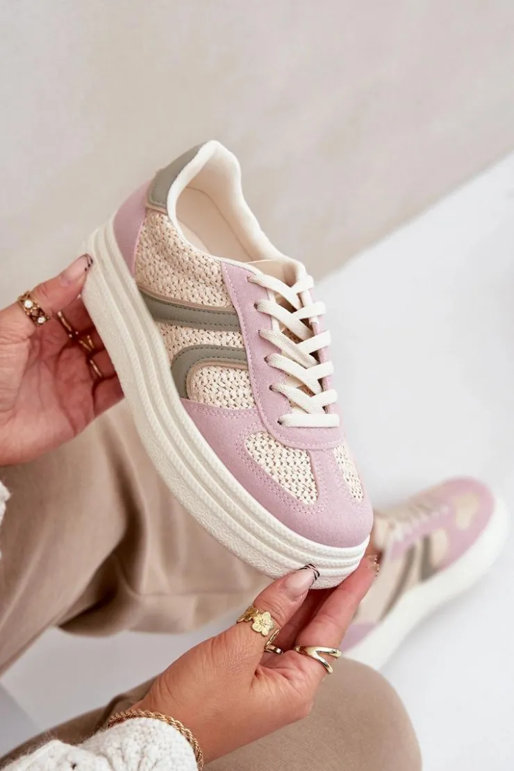 Damskie Boto Sneakersy Damskie Z Plecionką Na Platformie Multikolor Lesida