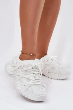 Damskie Boto Sneakersy Damskie Z Podwójnym Sznurowaniem Białe Onivetta