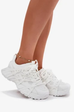 Damskie Boto Sneakersy Damskie Z Podwójnym Sznurowaniem Białe Onivetta
