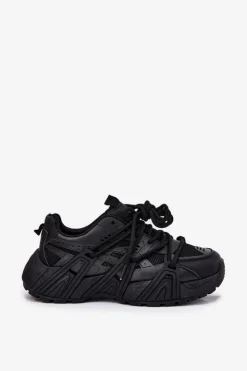 Boto Sneakersy Damskie*Sneakersy Damskie Z Podwójnym Sznurowaniem Czarne Onivetta Czarny