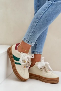 Damskie Boto Sneakersy Damskie Z Przypinkami Beżowe Jariana