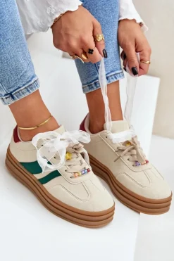 Damskie Boto Sneakersy Damskie Z Przypinkami Beżowe Jariana