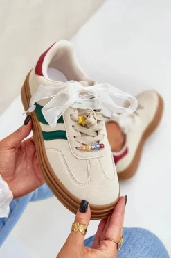 Damskie Boto Sneakersy Damskie Z Przypinkami Beżowe Jariana