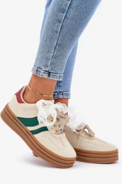 Damskie Boto Sneakersy Damskie Z Przypinkami Beżowe Jariana