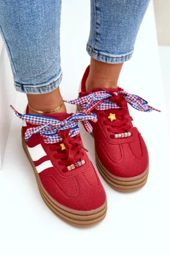 Boto Buty Sportowe Na Platformie|Sneakersy Damskie*Sneakersy Damskie Z Przypinkami Czerwone Jariana