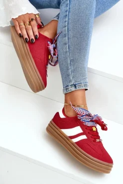 Boto Buty Sportowe Na Platformie|Sneakersy Damskie*Sneakersy Damskie Z Przypinkami Czerwone Jariana