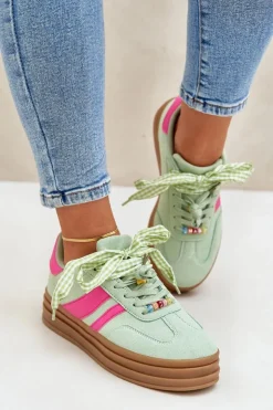 Damskie Boto Sneakersy Damskie Z Przypinkami Miętowe Jariana