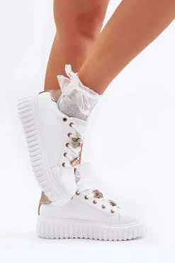Sale Evento Sneakersy Damskie Z Przypinkami Białe Grelesi Biały