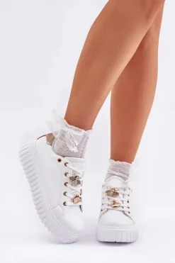 Sale Evento Sneakersy Damskie Z Przypinkami Białe Grelesi Biały