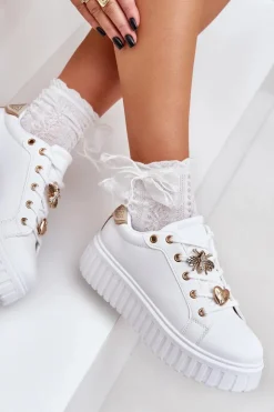 Sale Evento Sneakersy Damskie Z Przypinkami Białe Grelesi Biały