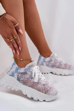Boto Sneakersy Damskie*Sneakersy Damskie Z Szydełkową Cholewką Multikolor Jelhiris Wielokolorowy