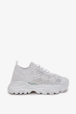 Damskie Boto Sneakersy Damskie Z Szydełkową Cholewką Białe Jelhiris