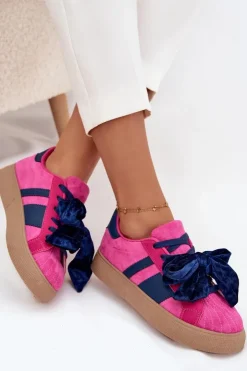 Boto Buty Sportowe Na Platformie|Sneakersy Damskie*Sneakersy Damskie Z Welurową Kokardą Fuksja Ashlyn Różowy