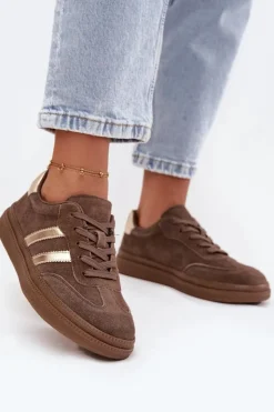 Damskie Evento Sneakersy Damskie Zamszowe Na Platformie Brązowe Sylviona