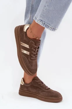 Damskie Evento Sneakersy Damskie Zamszowe Na Platformie Brązowe Sylviona