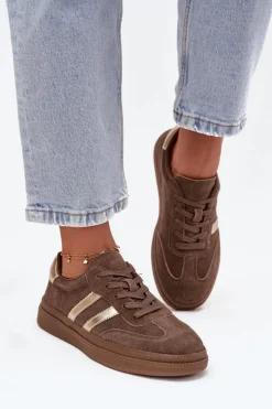 Damskie Evento Sneakersy Damskie Zamszowe Na Platformie Brązowe Sylviona
