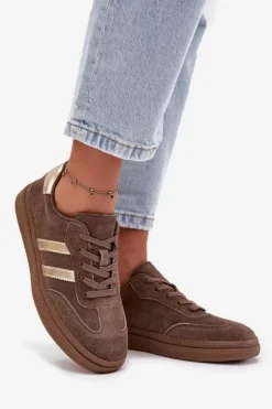 Damskie Evento Sneakersy Damskie Zamszowe Na Platformie Brązowe Sylviona