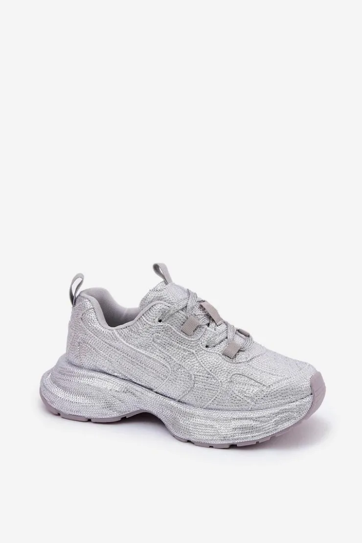 Online Boto Sneakersy Damskie Zdobione Cyrkoniami Srebrne Porrot