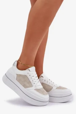 Online Boto Sneakersy Damskie Ze Wzorem Białe Fenarra Biały