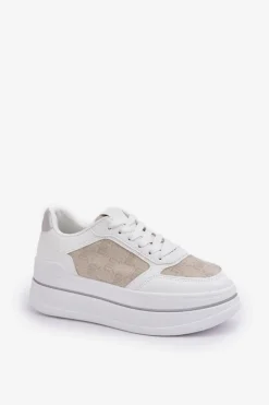 Online Boto Sneakersy Damskie Ze Wzorem Białe Fenarra Biały