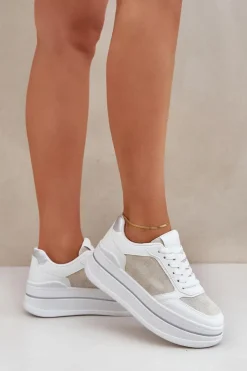 Online Boto Sneakersy Damskie Ze Wzorem Białe Fenarra Biały