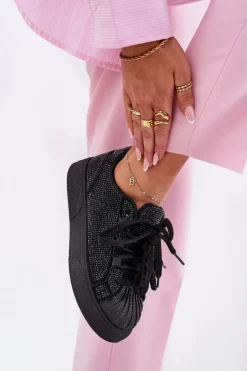 Boto Sneakersy Damskie*Sneakersy Damskie Ze Zdobieniem Na Platformie Czarne Eanneth