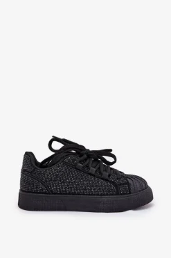 Boto Sneakersy Damskie*Sneakersy Damskie Ze Zdobieniem Na Platformie Czarne Eanneth