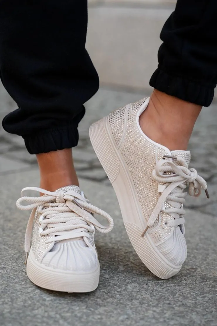 Online Boto Sneakersy Damskie Ze Zdobieniem Na Platformie Beżowe Eanneth Beżowy