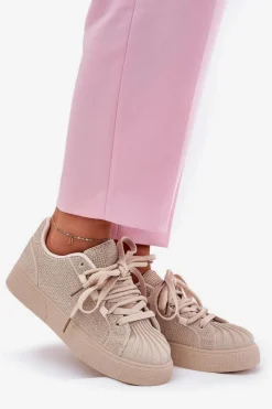 Online Boto Sneakersy Damskie Ze Zdobieniem Na Platformie Beżowe Eanneth Beżowy