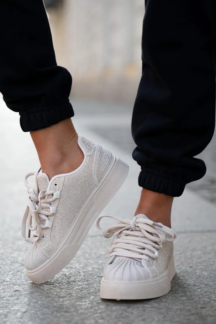 Online Boto Sneakersy Damskie Ze Zdobieniem Na Platformie Beżowe Eanneth Beżowy