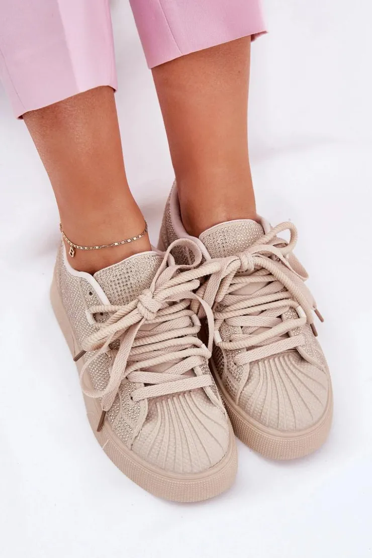Online Boto Sneakersy Damskie Ze Zdobieniem Na Platformie Beżowe Eanneth Beżowy