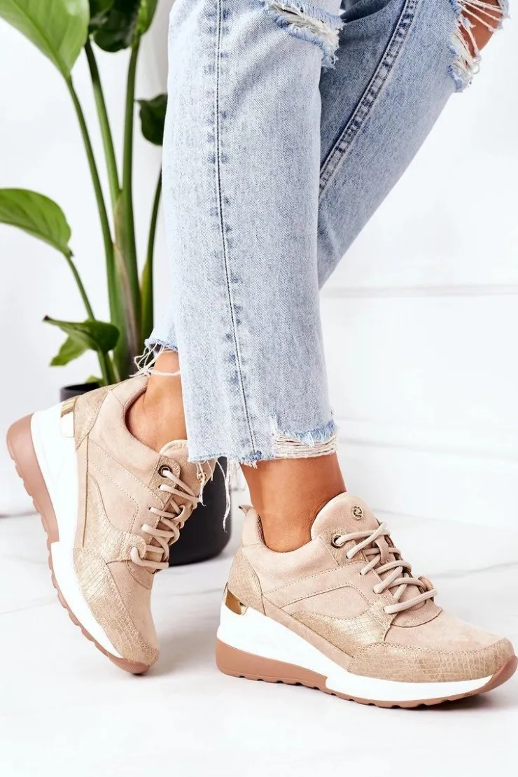 New Evento Sneakersy Na Koturnie Beżowe Temida