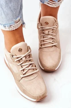 New Evento Sneakersy Na Koturnie Beżowe Temida
