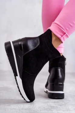 Buty damskie Vinceza Sneakersy Damskie*Sneakersy Na Koturnie Czarne Rita