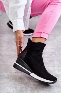 Buty damskie Vinceza Sneakersy Damskie*Sneakersy Na Koturnie Czarne Rita