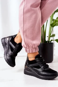 Evento Sneakersy Damskie*Sneakersy Na Koturnie Czarne Temida