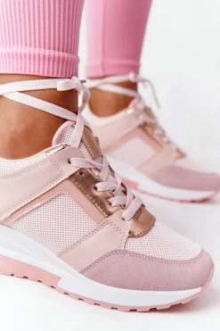 Boto Sneakersy Damskie*Sneakersy Na Koturnie Różowe Bye Bye Love